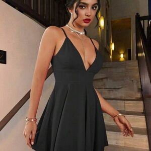 Elegant Black Spaghetti Strap Dress